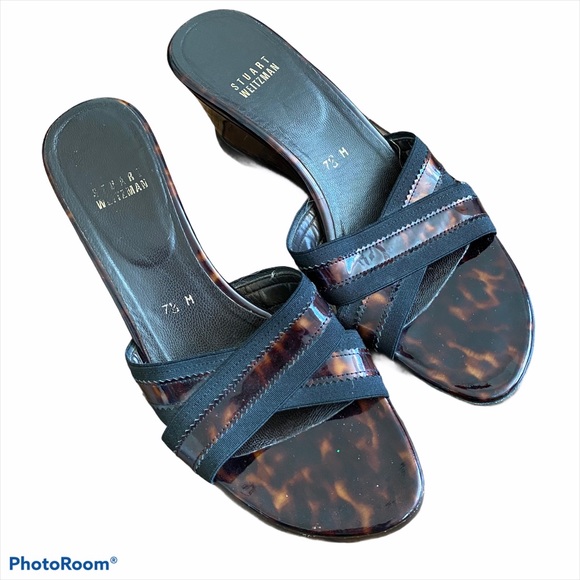 Stuart Weitzman Y2K Tortoiseshell Wedge Sandals